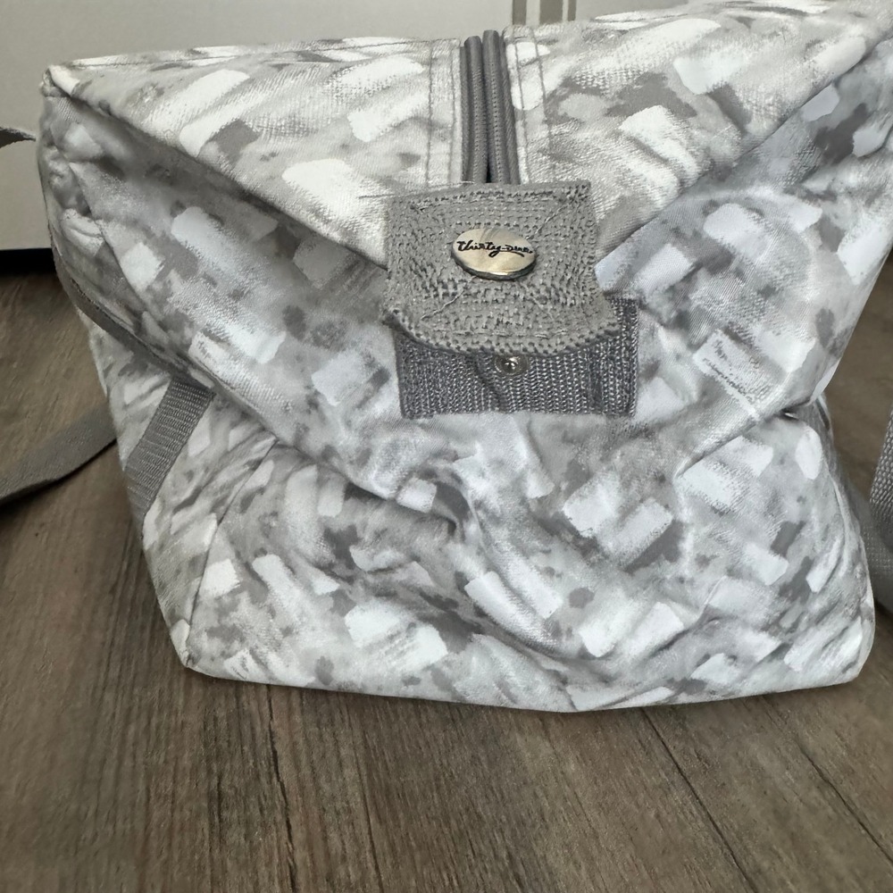 Thirty-One Fresh Market Thermal Tote Bag Gray White Brushstroke Insulated Cooler - Picture 11 of 14